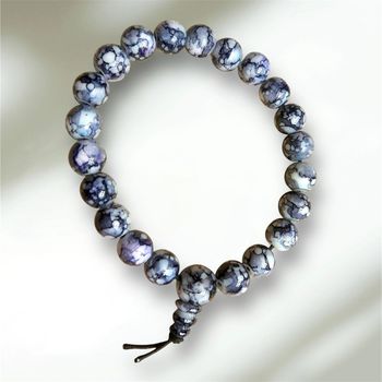 Bracelet boules pierres grises ajustable neuf création artisanale