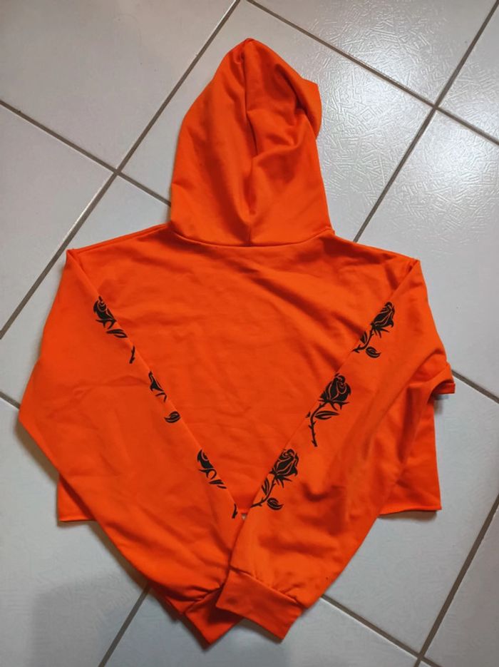 Sweat femme court orange fluo - photo numéro 10