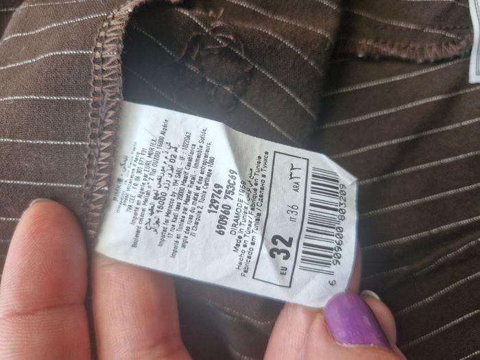 Jupe short 32 Pimkie Marron fines rayures blanches boucle décorative - photo numéro 7