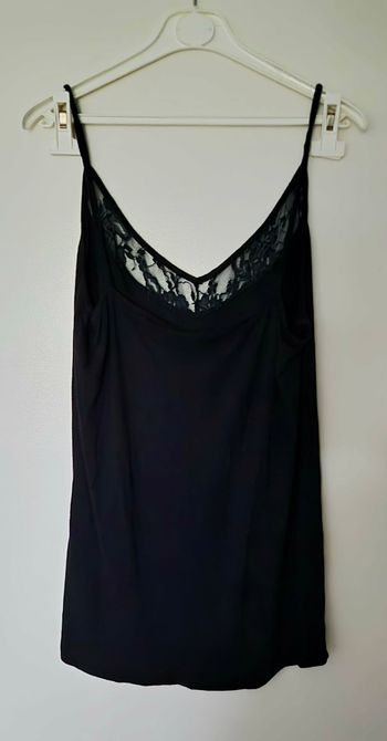 Débardeur/Caraco noir bordé de dentelle - Taille L - Très bon état