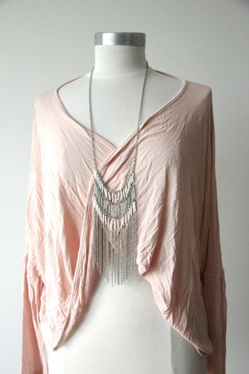 Collier sautoir mint blanc argenté