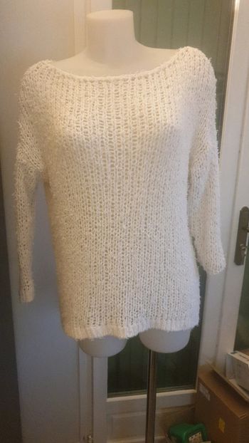 Pull ajouree blanc casse T U