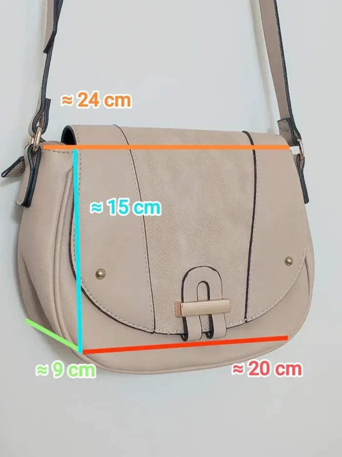 Sac à main effet cuir demi-lune bandoulière beige y2k - photo numéro 9