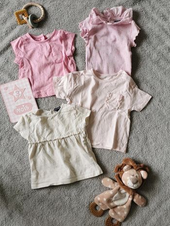 Lot 4 t-shirts manches courtes rose