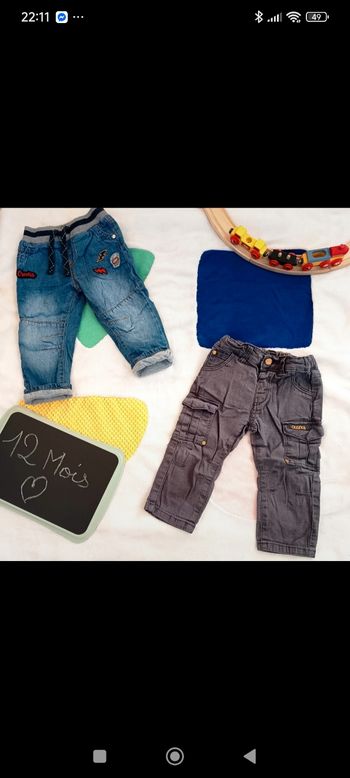 Lot jeans chauds et doublés 12 mois