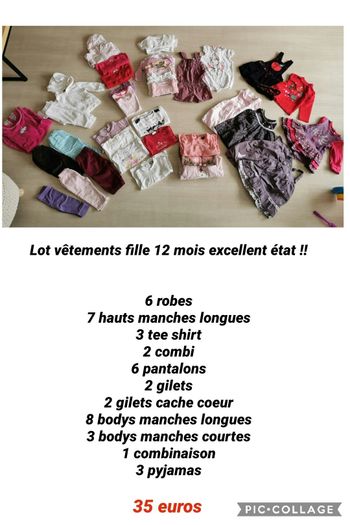 Lot fille 12 mois 43 articles