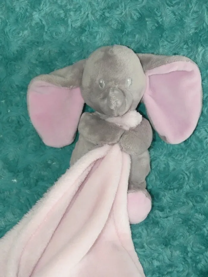 Doudou éléphant rose gris couverture Nicotoy 🐘tbe - photo numéro 4
