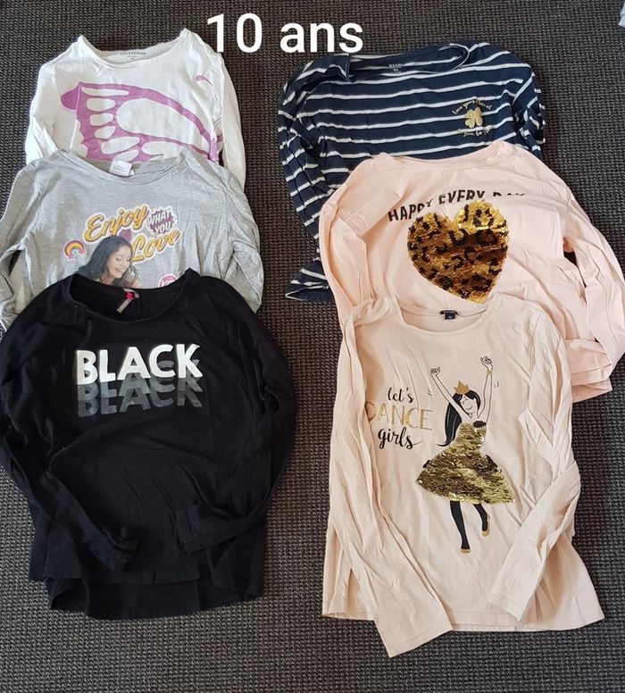 Lot de 6 hauts manches longues fille 10 ans
