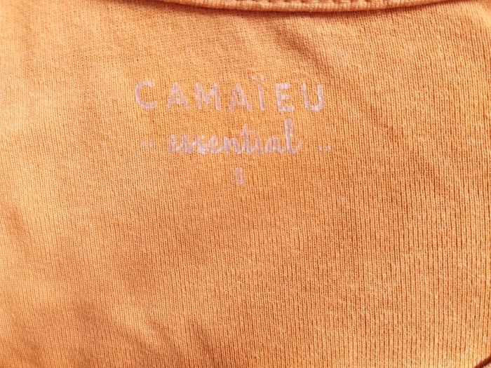 Tee-shirt orange Camaïeu – Taille S / 36 – Coupe asymétrique – TBE - photo numéro 5