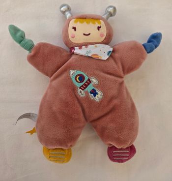 Doudou semi plat astronaute martien avec grelot - Fusée- Corolle