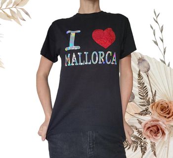 Tee-shirt coton manches courtes noir I Love Mallorca S