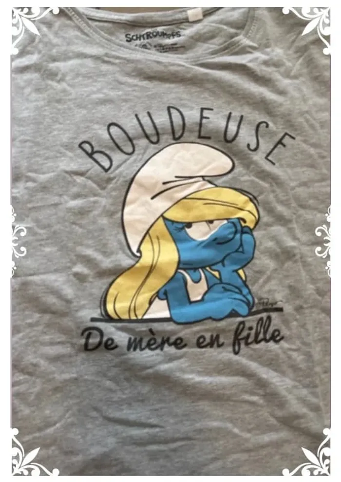 👕 T-shirt gris Schtroumpfette taille XL - photo numéro 3