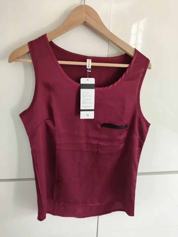 Débardeur tunique bordeaux femme Favolook taille M (38) neuf avec étiquette - photo numéro 2