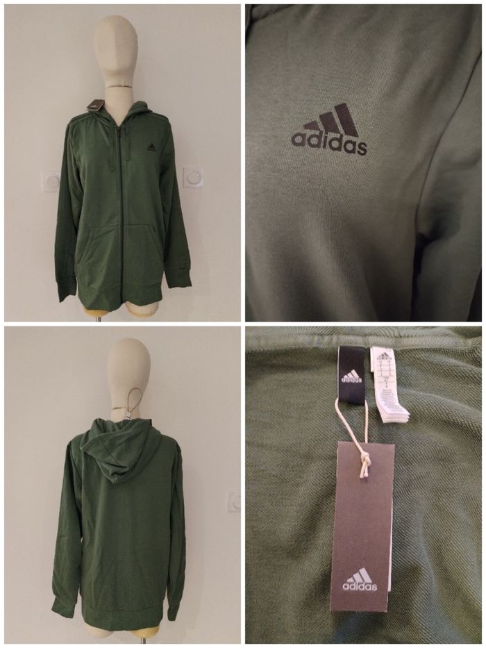 VESTE DE SURVÊTEMENT VERTE KAKi FEMME LOGO AUTHENTIQUE ADIDAS TAILLE S/36