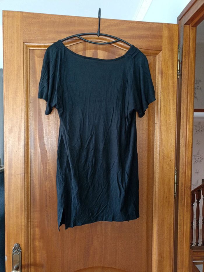 Tee-shirt noir bleu bonheur - photo numéro 2