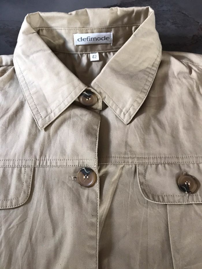 Chemise blouse femme manche courte beige taille 42 - photo numéro 2