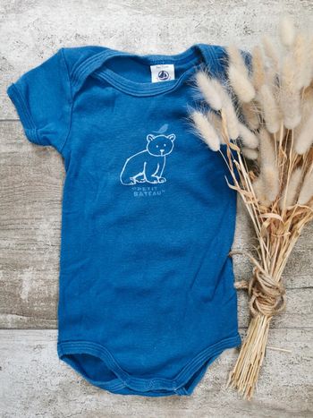 🌸Bodie Petit Bateau 9mois bleu manches courtes mixte