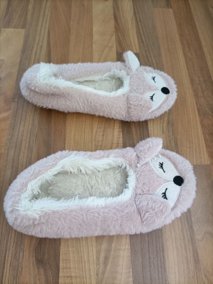 Chaussons peluche rose blanc 37 - photo numéro 5