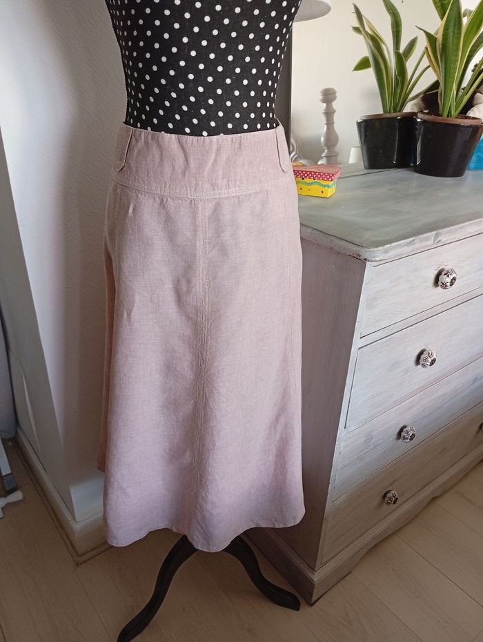 Jupe en lin vieux rose 48