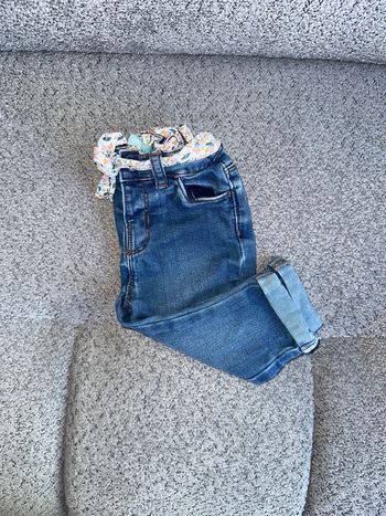 Jean bleu ceinture fleuri Obaïbi