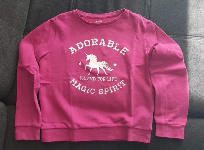 Sweat fuchsia licorne 10 ans