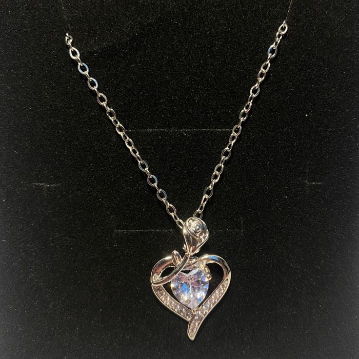 💝 Coffret Cadeau Rose Éternelle & Collier Cœur avec rose couleur argent 💝 - photo numéro 3