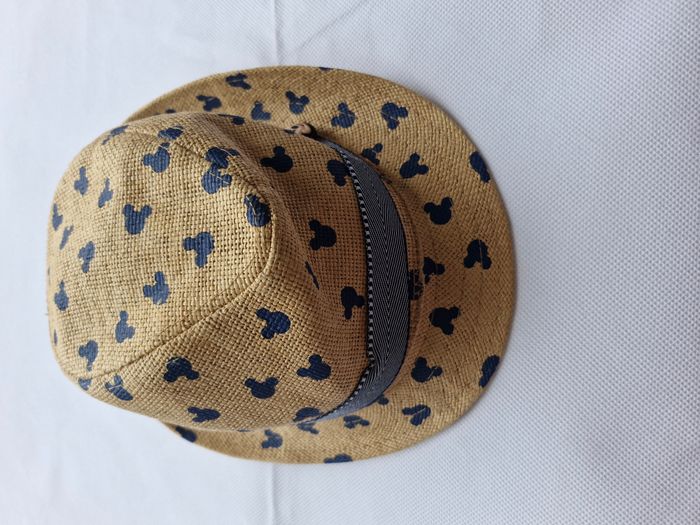 Chapeau paille Mickey Mouse 49/50 Disney Beige têtes de Mickey bleues - photo numéro 3