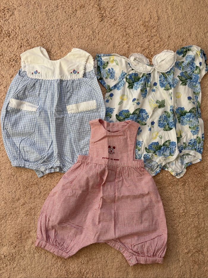 Lot de barboteuses vintages 3 et 6 mois