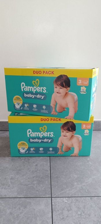 200 couches Pampers taille 3 Baby dry 6-10kg lot de 2  cartons 👌 ENVOI RAPIDE 