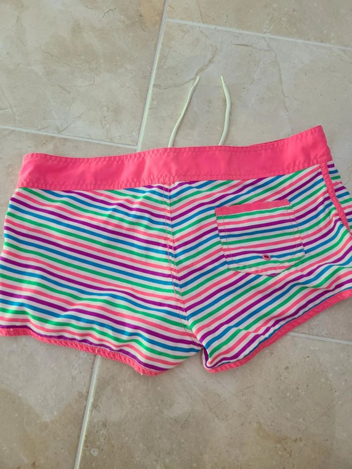 Short de bain rose à rayures • taille L - photo numéro 3