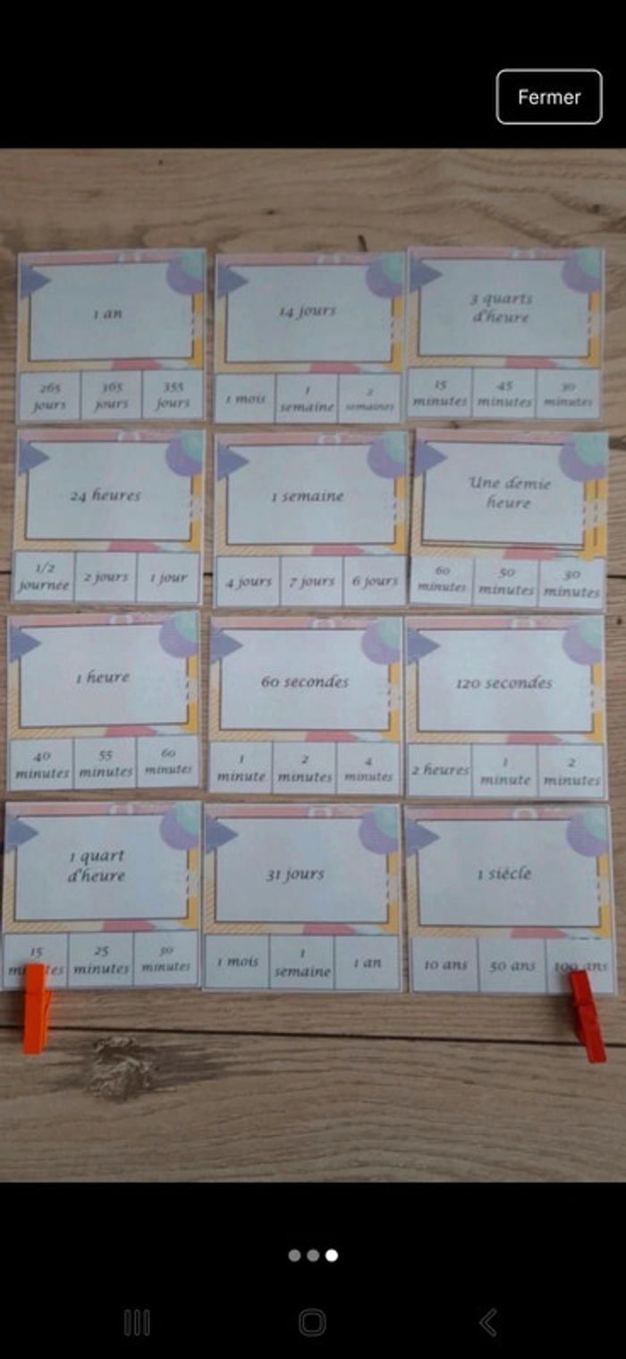 Cartes à pinces : temps. Se repérer sans le temps : heure, jour, siècle, année etc - photo numéro 3