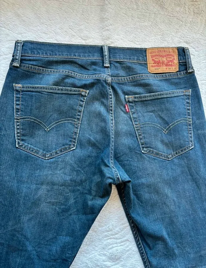 Jean Levi’s homme 502 slim Taper fuselé W33 L30 (42‑44 FR / L) Bleu foncé délavé État très bon - photo numéro 14