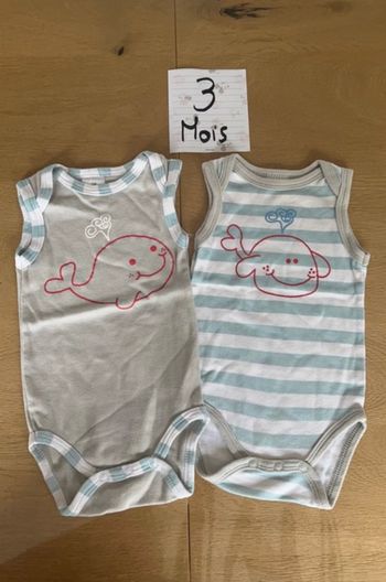 Lot de 2 bodies mixtes taille 3 mois