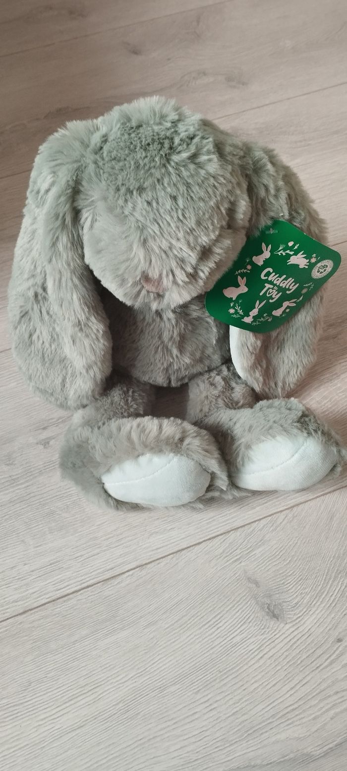 Peluche lapin vert neuf
