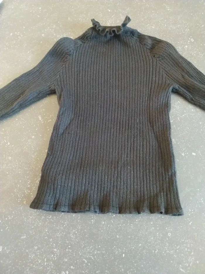Tee shirt 12 ans côtelé noir avec brillant tao - photo numéro 9