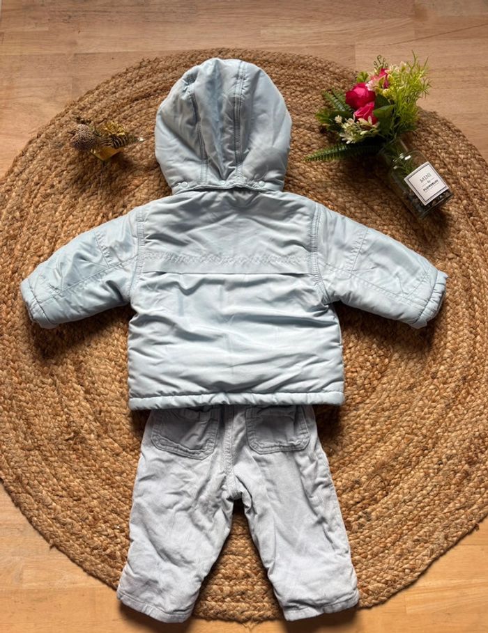 🌺Ensemble doudoune + pantalon chaud bleu clair avec écureuil brodé Taille 6mois/68cm🌺 - photo numéro 10