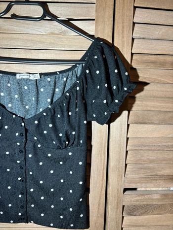 Haut / t-shirt noir et blanc col Bardot Stradivarius taille S