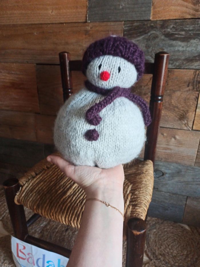 Peluche crochet laine bonhomme de neige tbe - photo numéro 4
