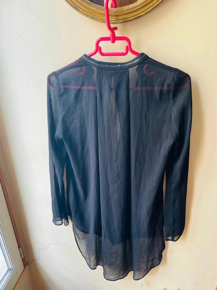 Sublime blouse chemise Zara noir XS fluide neuve à boutonnage décolleté en V - photo numéro 7
