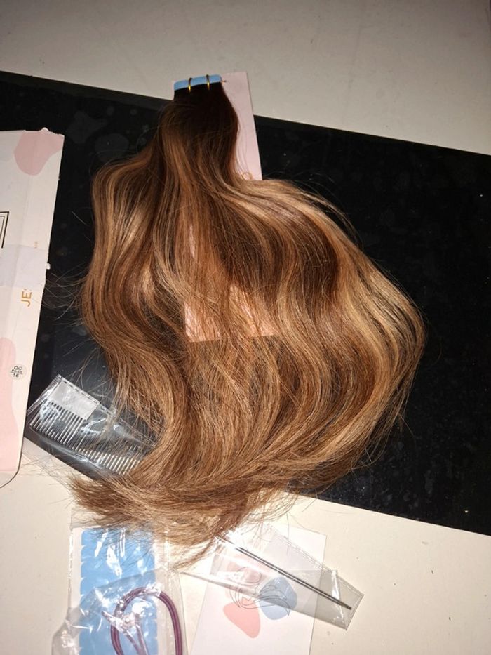 Extension Adhésif 40cm brun moyen et Blond foncé - photo numéro 5