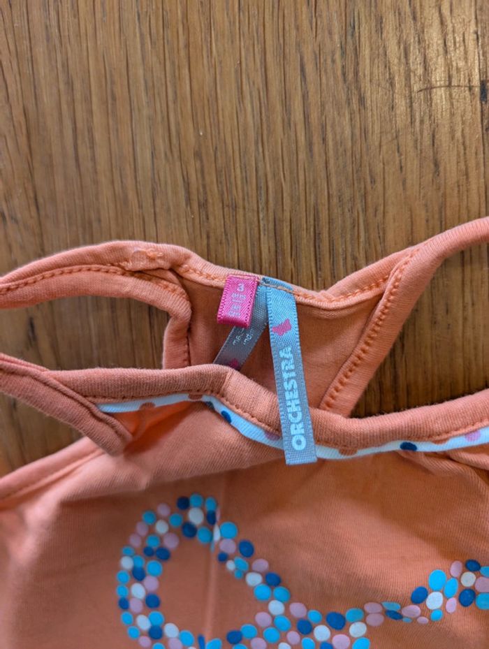 Lot 2 débardeurs orchestra fille 3 ans orange et vert - photo numéro 2