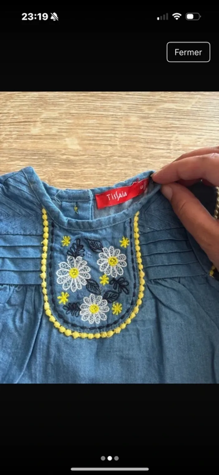 Robe bébé fille Tissaia en jean léger - 6 mois - photo numéro 3