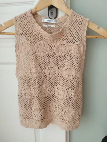 Débardeur en crochet beige stradivarius M