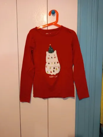 Tee shirt noël fille chat