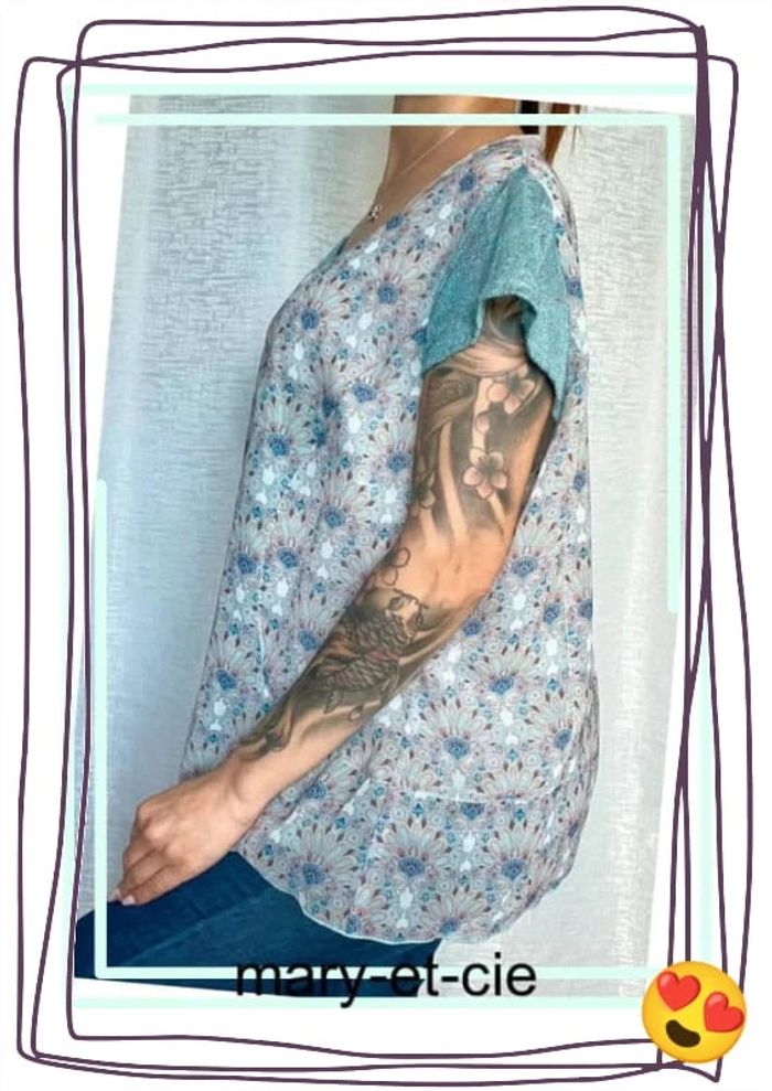 SOLDÉ - Blouse manches courtes taille 50 - photo numéro 5