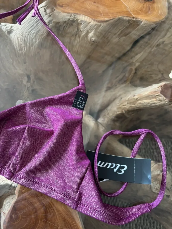 Haut de maillot de bain Etam prune doré Glitz - photo numéro 3