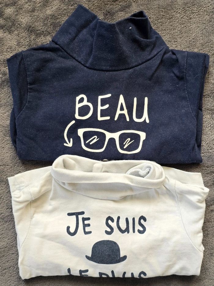 Lot de 2 Sous Pull à col roulés en 3 mois
