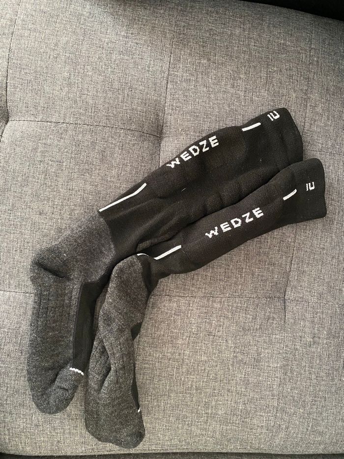 Chaussettes de ski et snowboard adulte, 100 PLUS noir et gris - photo numéro 3