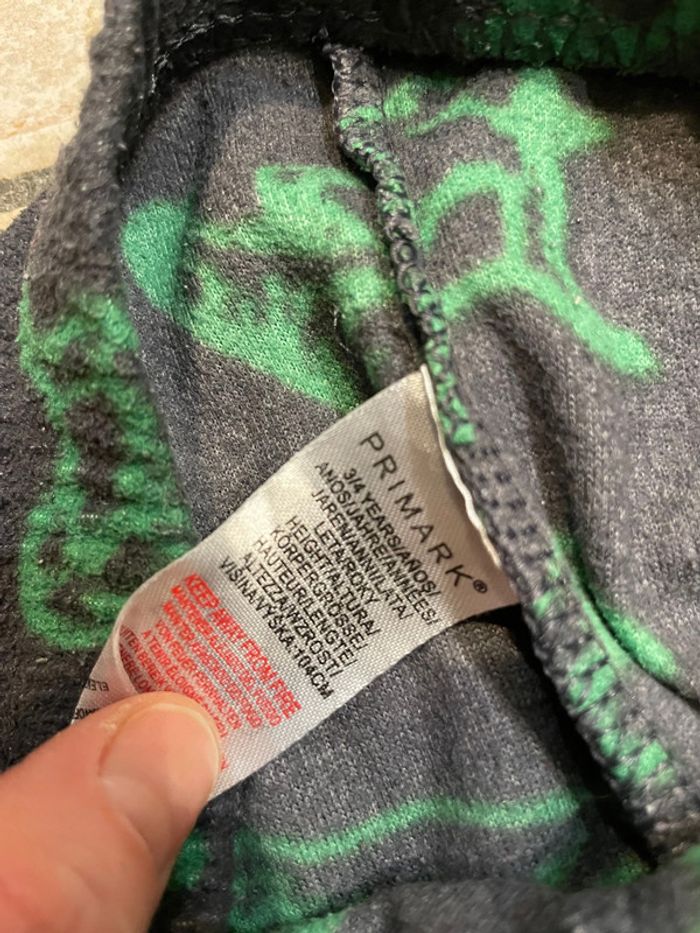 Bas de pyjama 3-4ans Dinosaures vert et gris foncé - photo numéro 3
