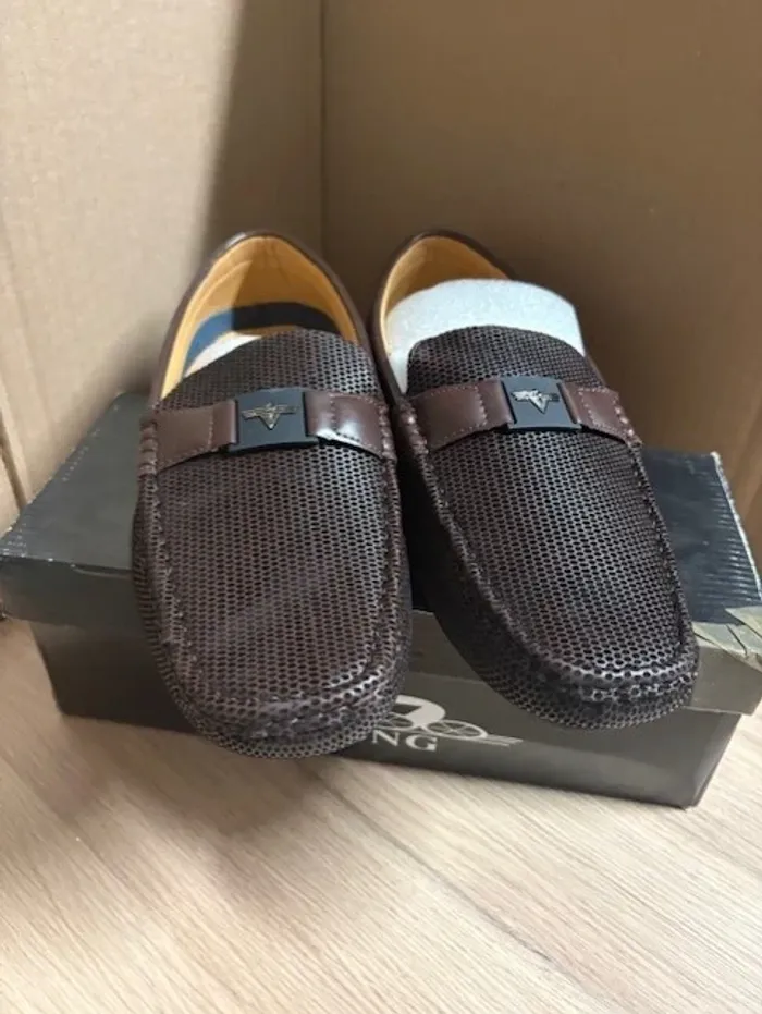chaussures homme elong mocassins marron taille 40 - photo numéro 2